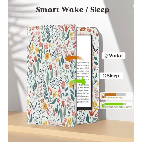 MOKAO Fits all 6" Kindle Case Flowers Magnetic Lightweight cover 11th/10th gen. - Picture 3 of 7